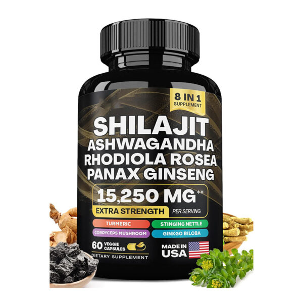 Shilajit Pure Himalayan 9000MG, Energy Booster Ashwagandha 2000MG, Rhodiola Rosea 999MG, Panax Ginseng 1500MG, Turmeric 500MG, Ginkgo Biloba 500MG, Stinging Nettle 250MG Cordyceps Mushroom 500 - Image 9