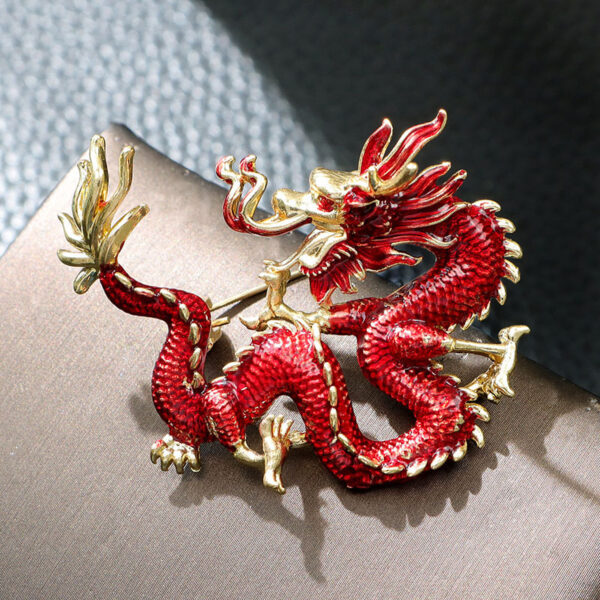 Chinese Ancient Style Zodiac Dragon Enamel Colored Dragon Brooch - Image 7