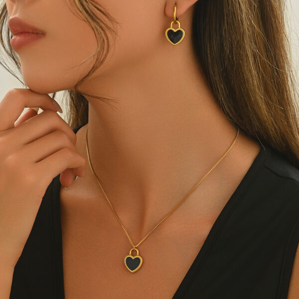 Lxalry 18K Gold Plated Stainless Steel Heart Mirror Jewelry Set  Hypoallergenic Skin Safe Necklace   Earrings For Daily Evening Never Fade Luxury Gift For Her - Image 2
