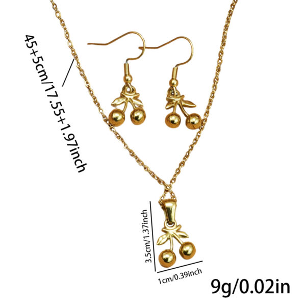 Lxalry 18K Gold Plated Cherry Mirror Jewelry Set  Hypoallergenic Skin  Safe Necklace   Drop Earrings Never Fade Adjustable Luxury Gift For  Evening Wear - Image 6