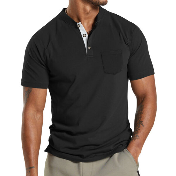 Plus Size Men's Short Sleeve Sleeve Button Pocket - Image 5