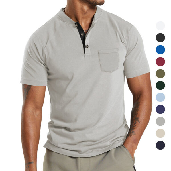 Plus Size Men's Short Sleeve Sleeve Button Pocket - Image 7