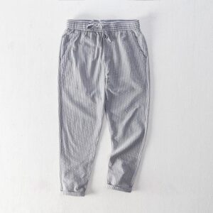 Simple Tether Casual Men's Contrast Color Striped Ankle-length Pants