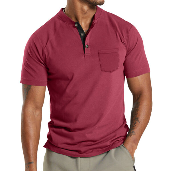 Plus Size Men's Short Sleeve Sleeve Button Pocket - Image 4