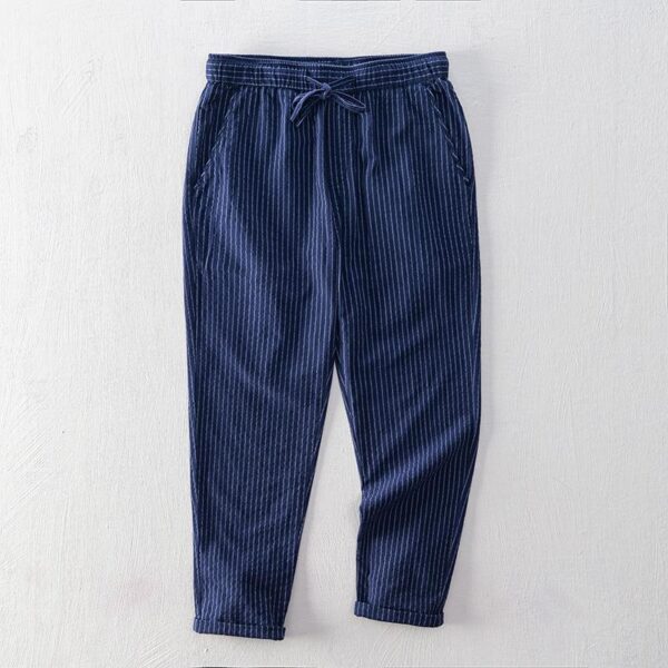 Simple Tether Casual Men's Contrast Color Striped Ankle-length Pants - Image 7