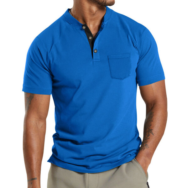 Plus Size Men's Short Sleeve Sleeve Button Pocket - Image 10
