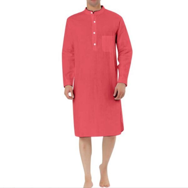 Fashion Simple Pocket Men's Shirt Robe - Image 10