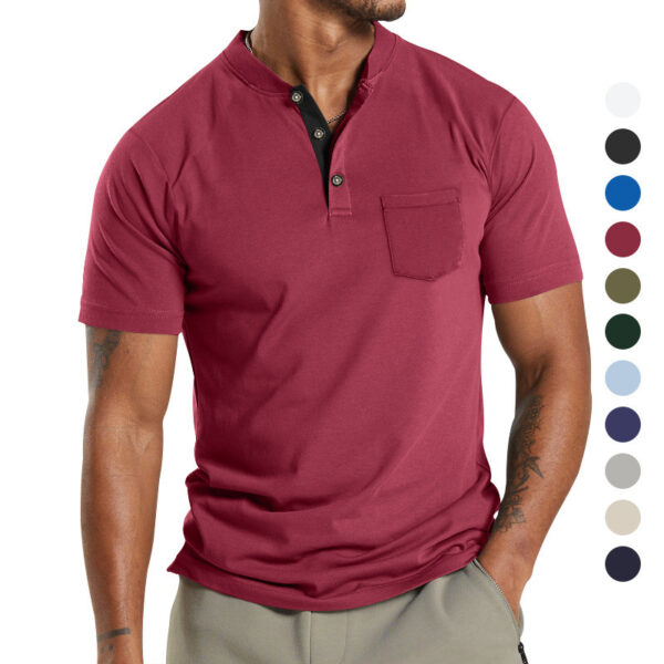 Plus Size Men's Short Sleeve Sleeve Button Pocket - Image 8