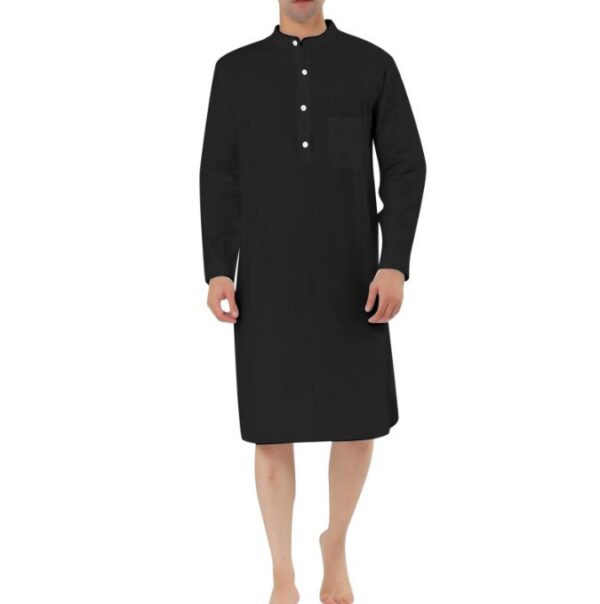 Fashion Simple Pocket Men's Shirt Robe - Image 9