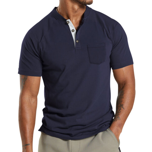 Plus Size Men's Short Sleeve Sleeve Button Pocket - Image 2