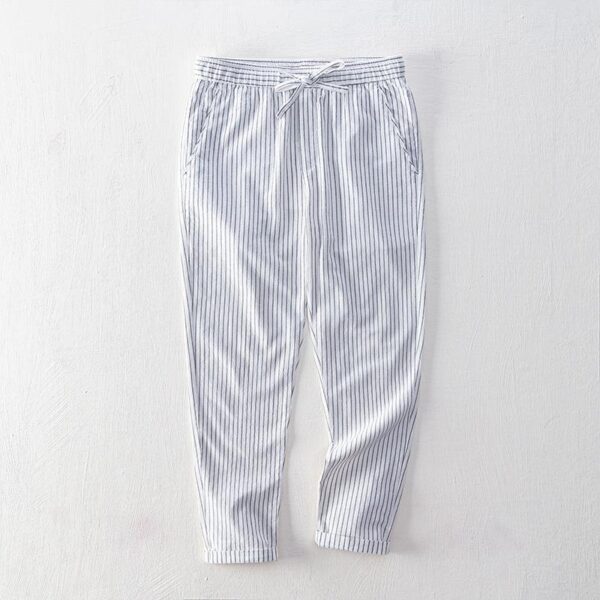 Simple Tether Casual Men's Contrast Color Striped Ankle-length Pants - Image 5