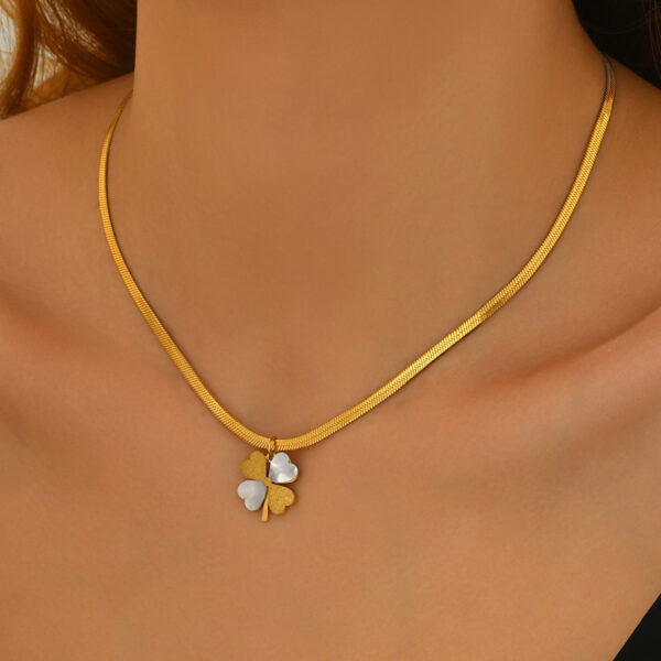 Lxalry 18K Gold Plated Double Luck Necklace  Four Leaf Clover Charm Hypoallergenic Jewelry Tarnish Free Gift For Women Wife Mom  Valentine S Day Birthday Everyday Elegance