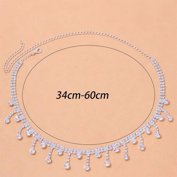 Fashionable And Elegant Women's Silver Tassel Glass Rhinestone Collarbone Chain - Image 5