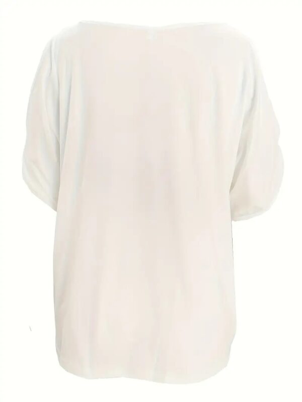 Summer New White Short-sleeved T-shirt With Irregular Kink On It - Image 2