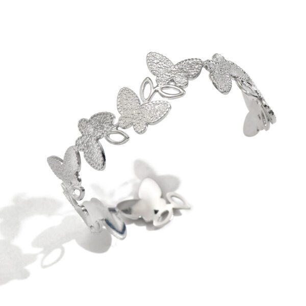 Lxalry Platinum Plated Stainless Steel Butterfly Carved Link Bracelet Hypoallergenic Skin Safe Jewelry For Daily   Evening Wear  Never Tarnish Handmade Luxury Gift For Her - Image 5