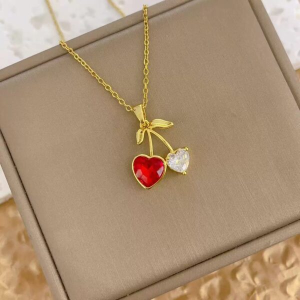Women's Cherry Necklace Does Not Fade High-end Pendant Versatile Clavicle Chain - Image 3