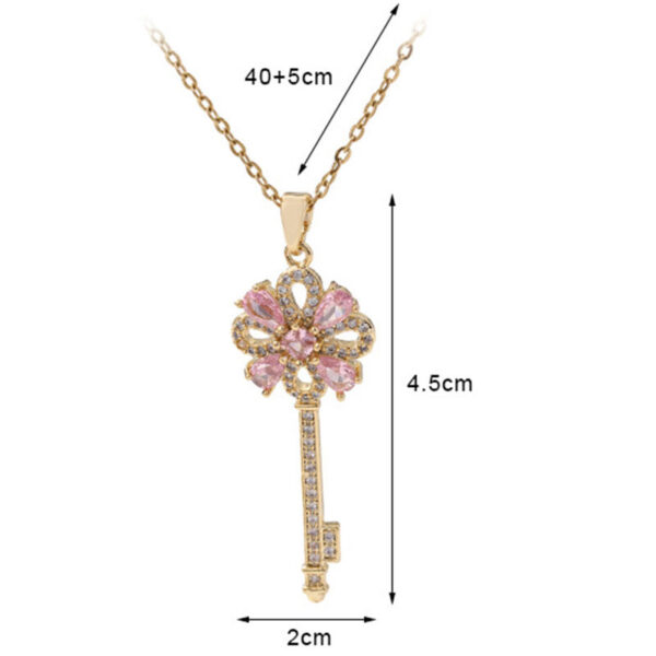Women's Creative Retro Key Flower Necklace Clavicle Chain Jewelry - Image 4