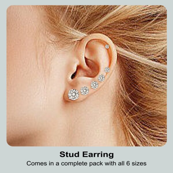 Huazi Diamond, Butterfly Buckle Titanium Steel Stud Earrings 6 Pairs - Image 2