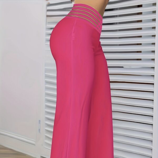 Ladies' Solid Color High Waist Hollow Out Fashionable Slimming And Slightly Spicy Pants - Image 3