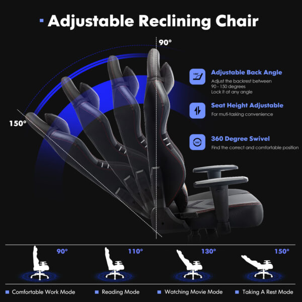 Tall Gaming Chair 350lbs Racing Computer Gaming Chair - Image 3