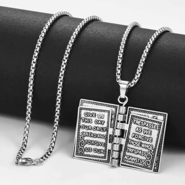 European And American Gothic Style Flip Able Bible Book Cross Necklace - Image 5