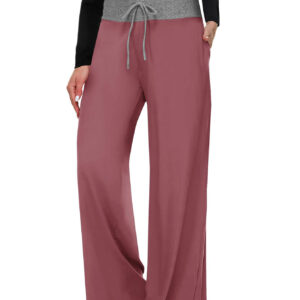 Wide-leg Pants - Cropped Pockets Solid Crimson