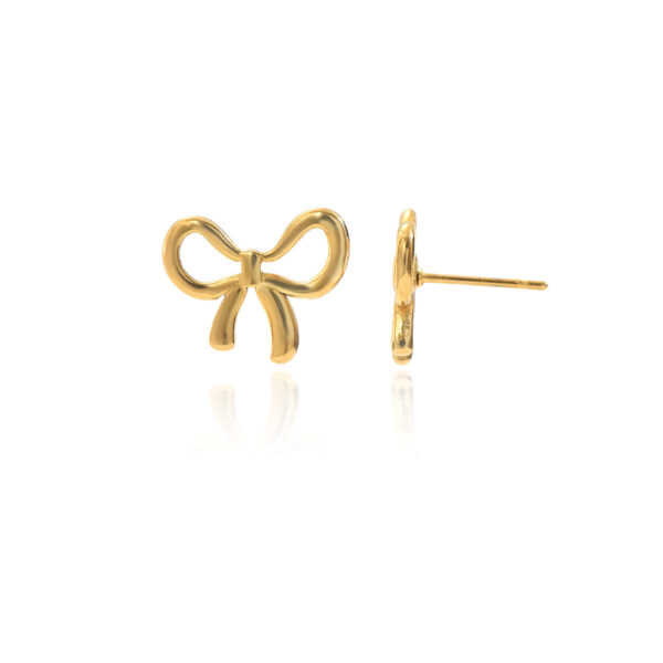 Lxalry 18K Gold Plated Bow Earrings   Symmetrical Mirror Finish Stainless Steel Jewelry  Hypoallergenic   Tarnish Free Luxury Gift For Women Wife Mom Handcrafted Everyday  Special Occasion Elegance - Image 5