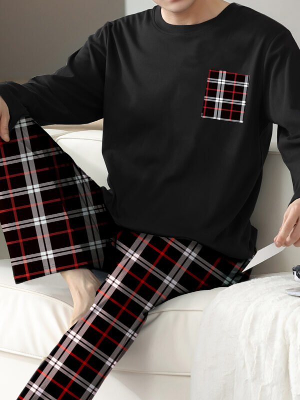 Ice Silk Long Sleeve Long Pants Men's Pajama Set - Image 3