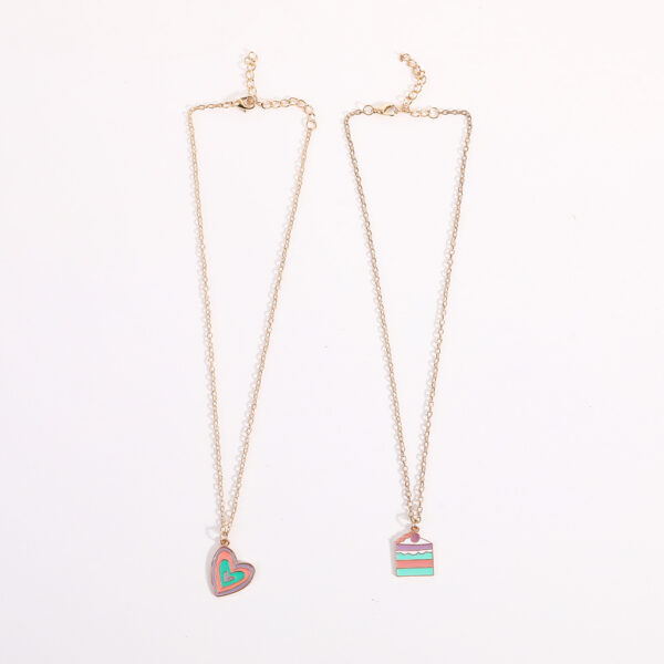 Women Macaron Multi-color Oil Drop Heart Pendant Girl Cute Cake Shape Necklace - Image 5