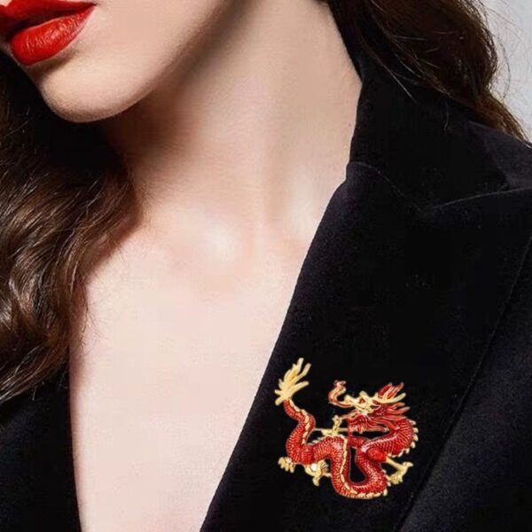 Chinese Ancient Style Zodiac Dragon Enamel Colored Dragon Brooch - Image 6