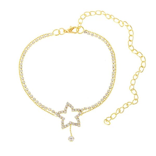 Women's Fashion Personality Five-pointed Star Heart Shape Rhinestone Bead Necklace Anklet - Image 8