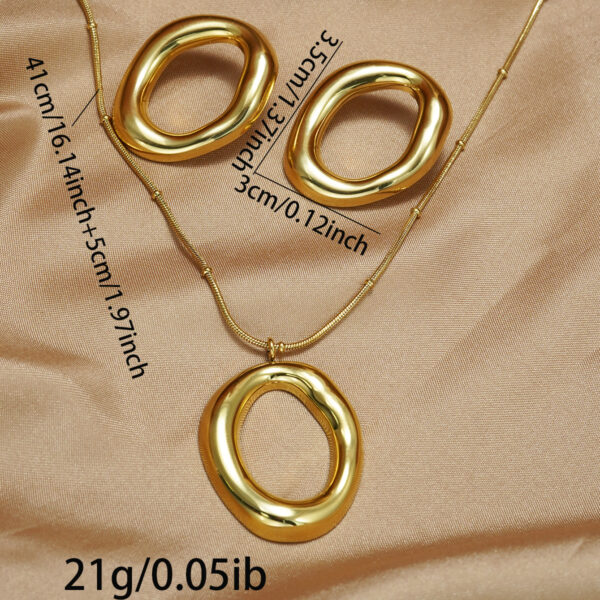 Lxalry 18K Gold Plated Mirror Polish Jewelry Set  Hypoallergenic Skin Safe Necklace   Earrings For Daily Evening Never Fade Adjustable Organic Round Design With Precision Cast Symmetry - Image 7