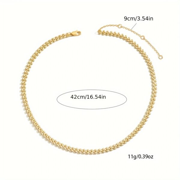 Luxury Chain Necklace Retro Geometric Wheat Leaf Design  Stylish Spring Summer Accessories, Everyday  Party Wear Gift Idea - Image 4