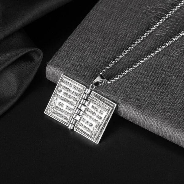 European And American Gothic Style Flip Able Bible Book Cross Necklace - Image 4