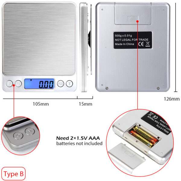 Digital Electronic Kitchen Food Diet Postal Scale Weight Balance 5KG 1g 11lb Kitchen Scales Stainless Steel Weighing For Food Diet Postal Balance Measuring LCD Precision Electronic - Image 10