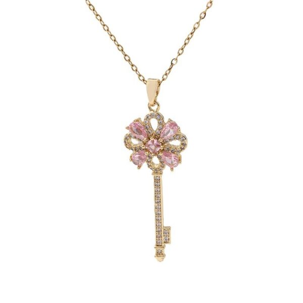 Women's Creative Retro Key Flower Necklace Clavicle Chain Jewelry - Image 3
