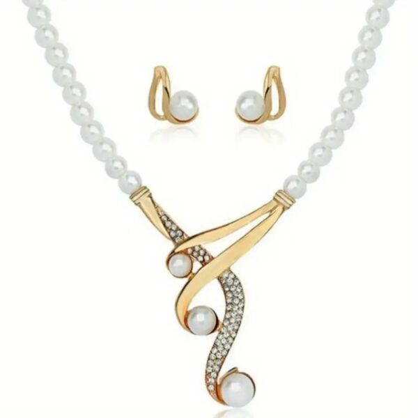 A Round Artificial Pearl Necklace And A Pair Of Geometric Round Artificial Pearl Earrings Are Fashionable, Elegant And Noble, Perfect Gifts For Lovers And Friends. - Image 3