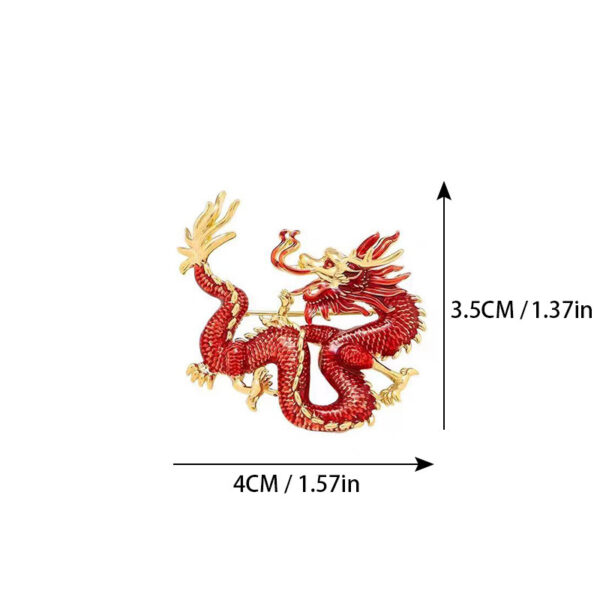 Chinese Ancient Style Zodiac Dragon Enamel Colored Dragon Brooch - Image 5
