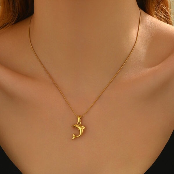 Lxalry 18K Gold Plated Heart Dolphins Mirror Jewelry Set  Hypoallergenic Skin Safe Necklace   Stud Earrings For Couple S Gift Daily Wear  Never Fade Adjustable Luxury With Precision Cast Symmetry - Image 3