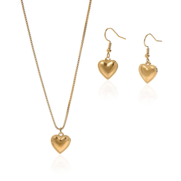 Lxalry 18K Gold Plated Symmetrical Heart Jewelry Set Mirror Polish Hypoallergenic Necklace  Earrings For Women, Never Fade Luxury Gift With Precision-Cast Edges - Image 5