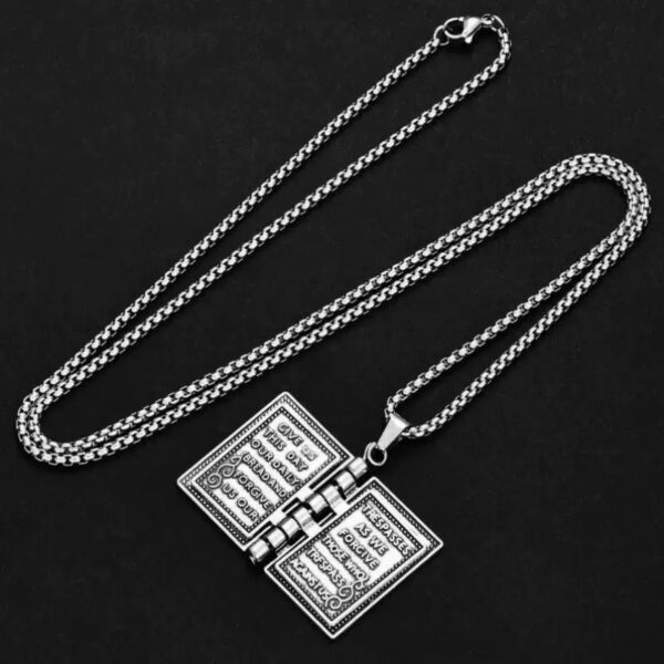 European And American Gothic Style Flip Able Bible Book Cross Necklace - Image 3
