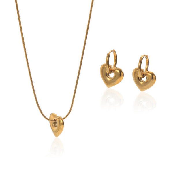 Lxalry 18K Gold Plated Hollow Heart Jewelry Set  Mirror Polish Hypoallergenic Necklace   Earrings For Women Never Fade Handmade Luxury Gift With Adjustable Chain - Image 3