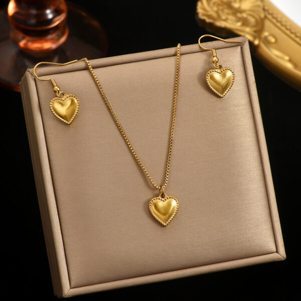 Lxalry 18K Gold Plated Symmetrical Heart Jewelry Set Mirror Polish Hypoallergenic Necklace  Earrings For Women, Never Fade Luxury Gift With Precision-Cast Edges - Image 4
