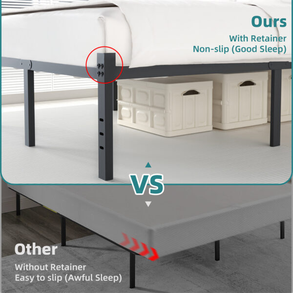 Classic Iron Bed Frame Mattress Under Bed Storage No Box Spring Needed Singe Full Queen King Size Black - Image 10