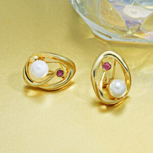 Women's Korean-style High-grade Metallic Pearl Earrings Anti-allergy Sterling Silver Needle