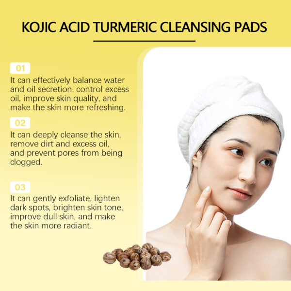 Jaysuing Kojic Acid Turmeric Balancing Water & Oil Cleansing Pad Gently Cleanses The Skin, Exfoliates The Skin, Gently Purifies And Soothes The Skin - Image 3