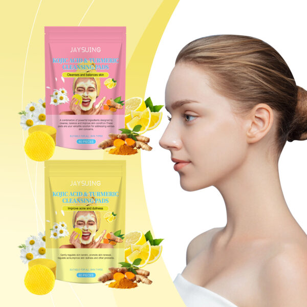 Jaysuing Kojic Acid Turmeric Balancing Water & Oil Cleansing Pad Gently Cleanses The Skin, Exfoliates The Skin, Gently Purifies And Soothes The Skin - Image 7