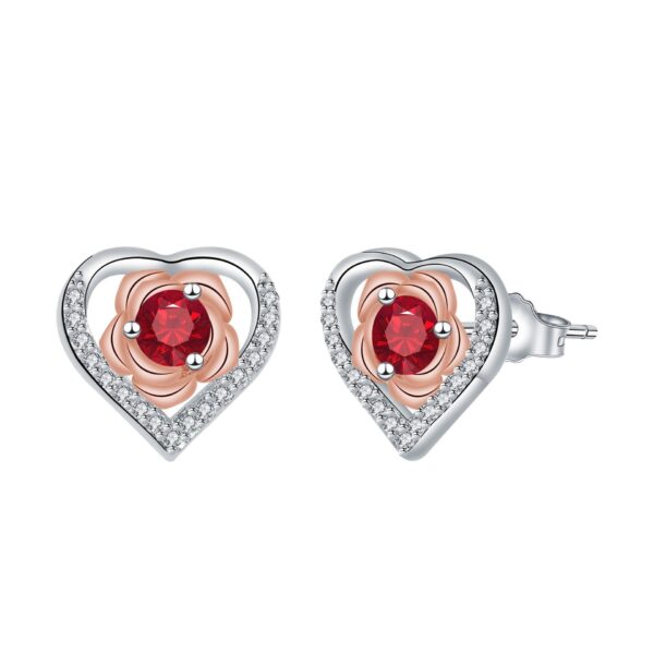 Rose Love Heart Stud Earrings 925 Silver Needle Temperament - Image 4