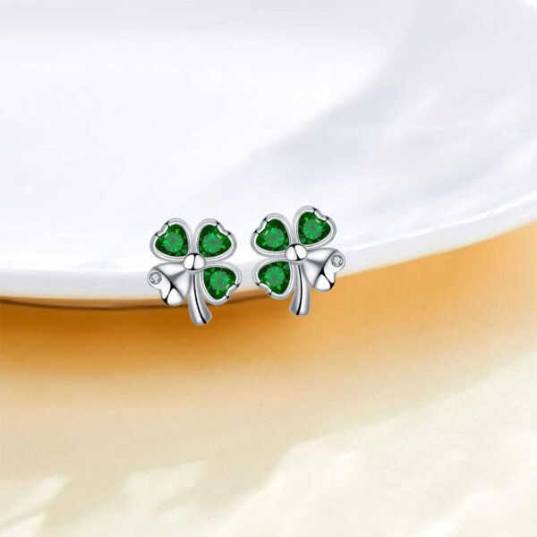 Silver Needle Natural Four-leaf Clover Lucky Earrings Female Gift For Mother's Day - Image 4