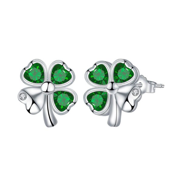 Silver Needle Natural Four-leaf Clover Lucky Earrings Female Gift For Mother's Day - Image 2